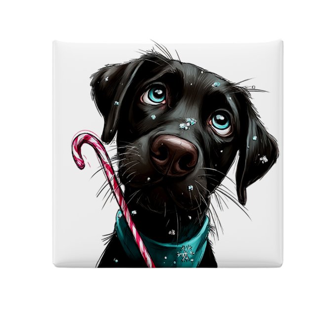 Candy Cane Black Dog Christmas Magnet (Candy Cane Black Dog Christmas Magnet by PiggyPrint Sticker.)