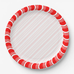 Candy Cane Border Christmas Blank Custom Pappteller