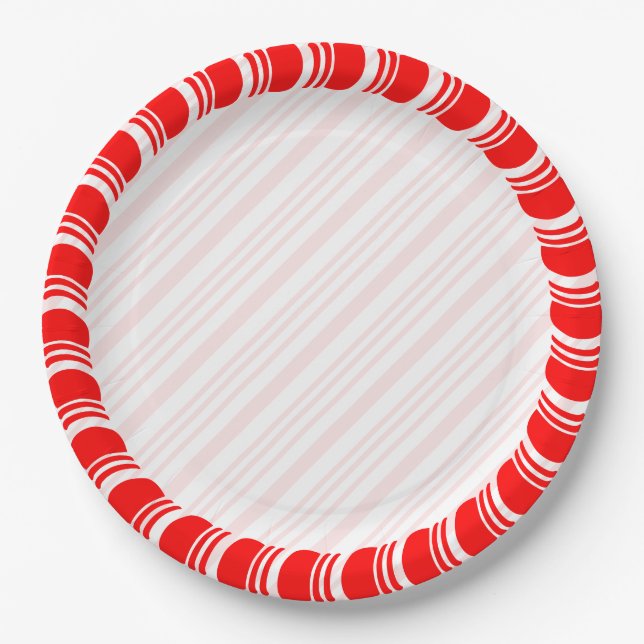 Candy Cane Border Christmas Blank Custom Pappteller (Vorderseite)