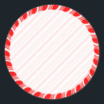 Candy Cane Border Christmas Blank Custom Runder Aufkleber<br><div class="desc">Kantenmuster im Rahmen. Weihnachtsaufkleber. Handgezeichnet Design. Fügen Sie Ihren Text oder Ihre handgeschriebene Nachricht zur Anpassung hinzu</div>