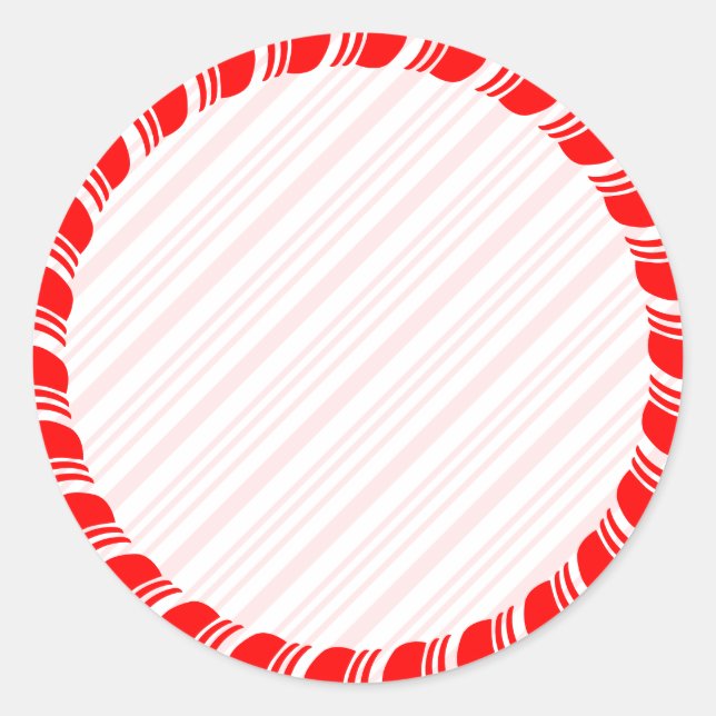 Candy Cane Border Christmas Blank Custom Runder Aufkleber (Vorderseite)