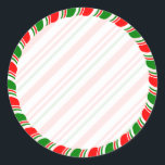 Candy Cane Border Christmas Blank Custom Runder Aufkleber<br><div class="desc">Rote und grüne Zuckerrohrmuster Rand. Weihnachtsaufkleber. Handgezeichnet Design. Fügen Sie Ihren Text oder Ihre handgeschriebene Nachricht zur Anpassung hinzu</div>