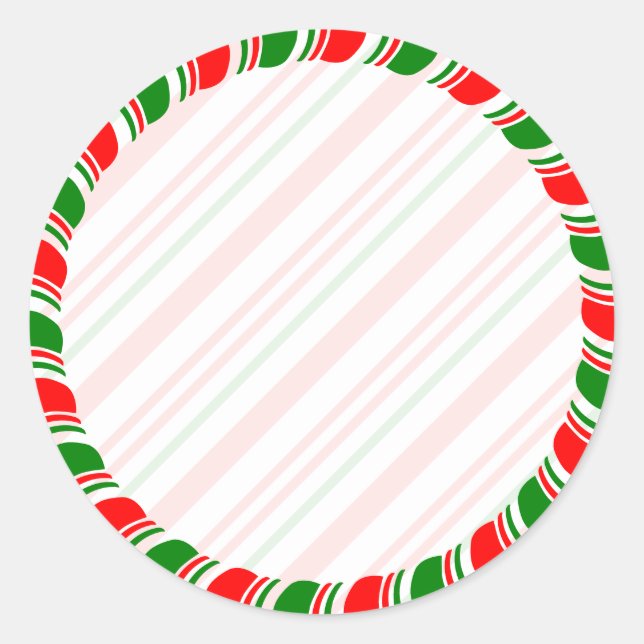 Candy Cane Border Christmas Blank Custom Runder Aufkleber (Vorderseite)