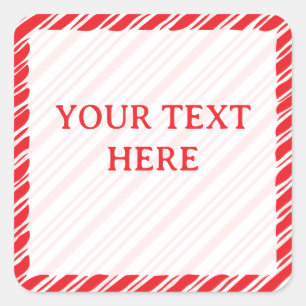 Candy Cane Border Weihnachtsdekor Custom Text Quadratischer Aufkleber