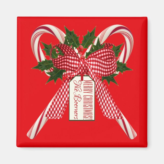 Candy Cane Bouquet Christmas wünscht Magnet (Vorne)
