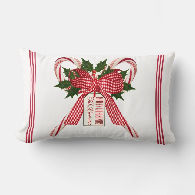 Candy Cane Bouquet Frohe Weihnachtsname Lendenkissen (Vorderseite)