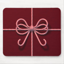 Candy Cane Bow Mouse Pad