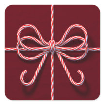 Candy Cane Bow Sticker