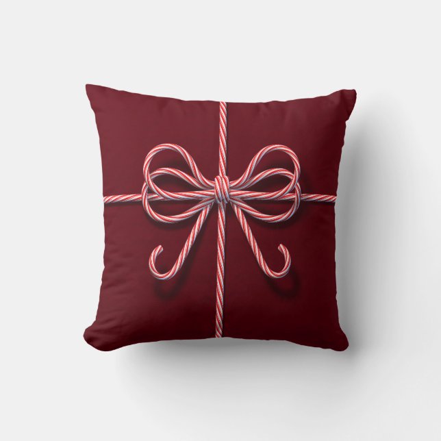 Candy Cane Bow Throw Kissen (Vorderseite)