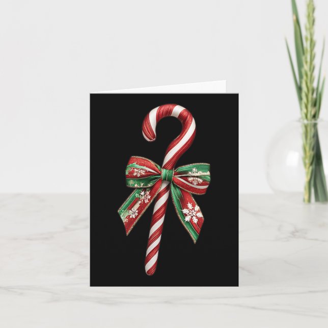 Candy Cane Bow Weihnachts Peppermint Weihnachtskup Karte (Vorderseite)