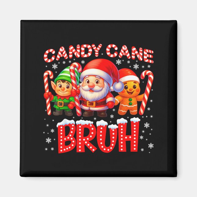 Candy Cane Bruh Cute Santa Elf Christmas Xmas Boy  Magnet (Vorne)