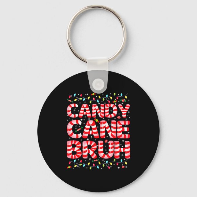 Candy Cane Bruh Tree Light Pjs Christmas Xmas Men  Schlüsselanhänger (Vorderseite)
