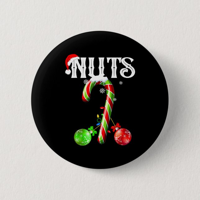 Candy Cane Chest Nuts Couples Funny Chestnuts Xmas Button (Vorderseite)