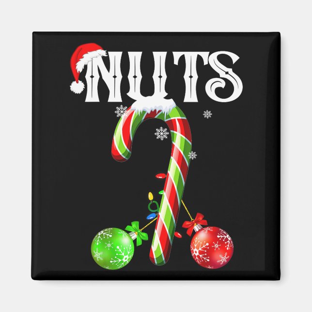 Candy Cane Chest Nuts Couples Funny Chestnuts Xmas Magnet (Vorne)