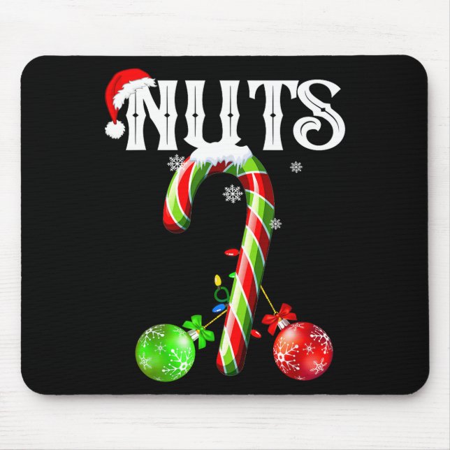 Candy Cane Chest Nuts Couples Funny Chestnuts Xmas Mousepad (Vorne)