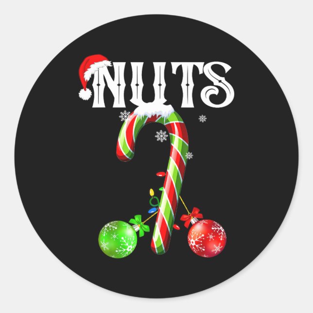 Candy Cane Chest Nuts Couples Funny Chestnuts Xmas Runder Aufkleber (Vorderseite)