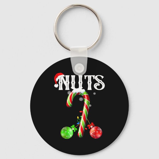 Candy Cane Chest Nuts Couples Funny Chestnuts Xmas Schlüsselanhänger (Vorderseite)