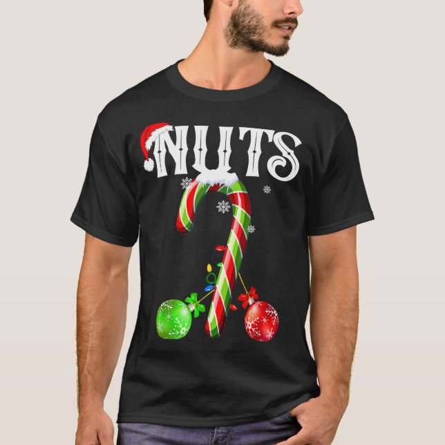 Candy Cane Chest Nuts Couples Funny Chestnuts Xmas T-Shirt (Vorderseite)