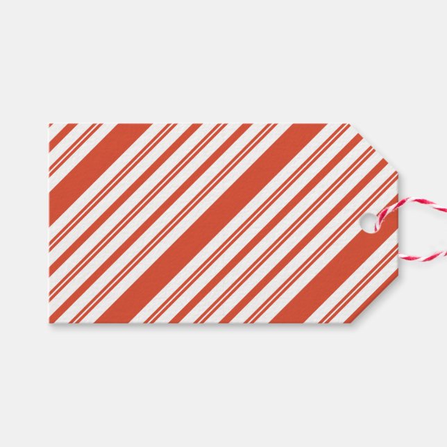 Candy Cane Chorus-Stripe-Diagonal Geschenkanhänger (Vorderseite (Horizontal))