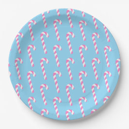 Candy Cane Christmas Blue Pappteller