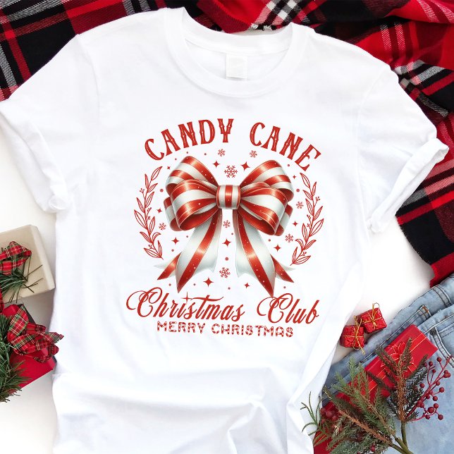 Candy Cane Christmas Club Coquette Bow Tri-Blend Shirt (Von Creator hochgeladen)