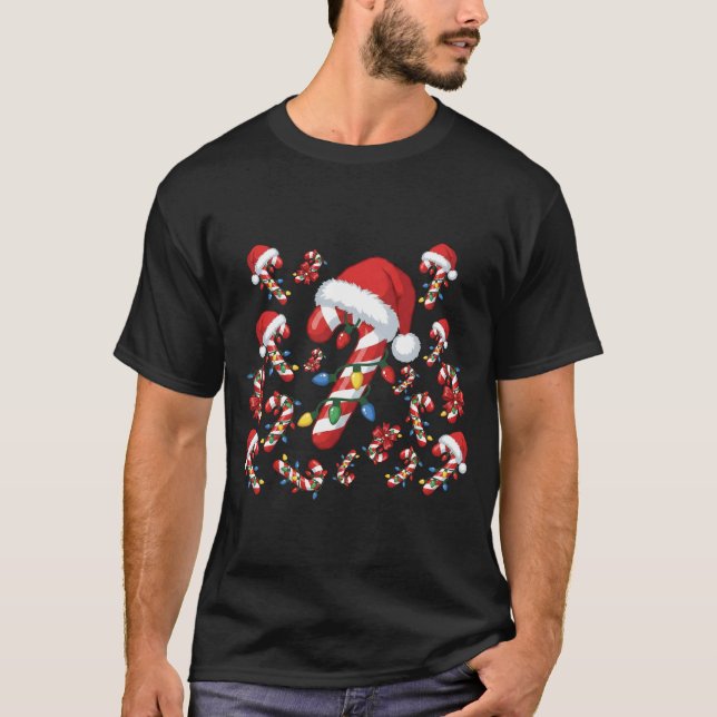 Candy Cane Christmas Coquette Bow Santa Xmas Light T-Shirt (Vorderseite)