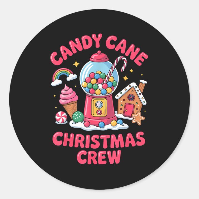 Candy Cane Christmas Crew Gumball Gingerbread Pepp Runder Aufkleber (Vorderseite)