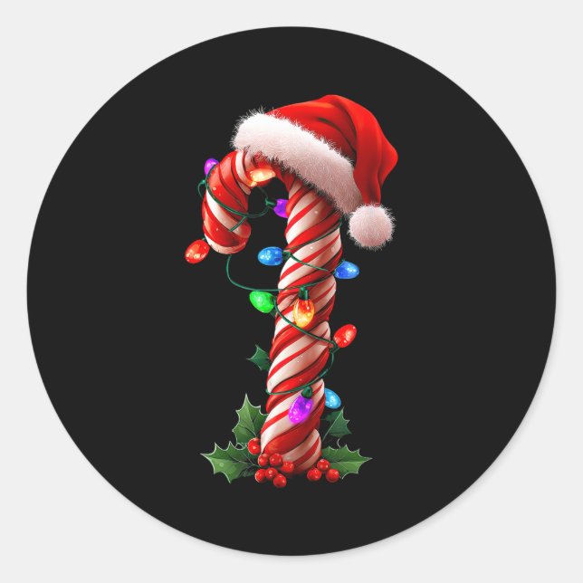 Candy Cane Christmas Design Boys Girls Kids Adults Runder Aufkleber (Vorderseite)