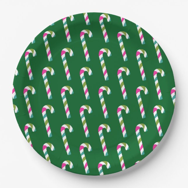 Candy Cane Christmas Green Pappteller (Vorderseite)