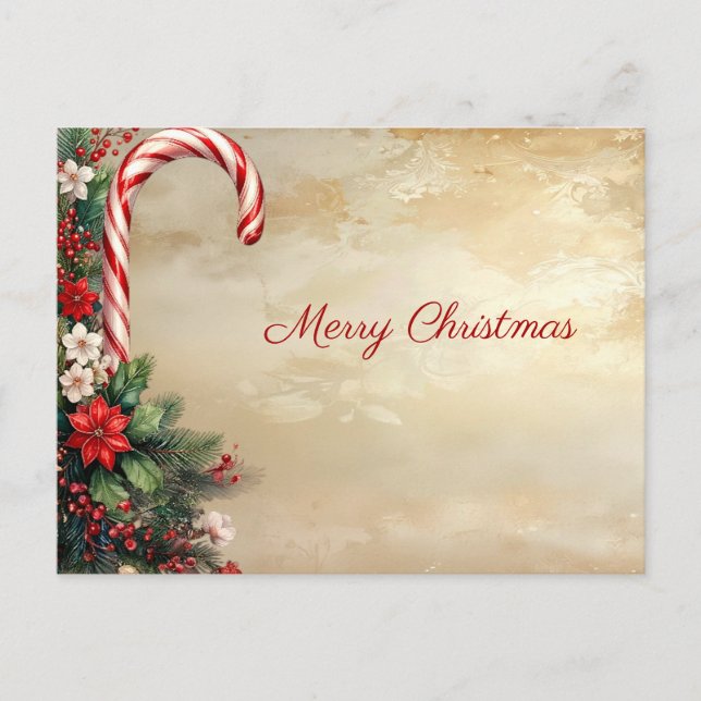 Candy Cane Christmas Holiday Postcard Postkarte (Vorderseite)