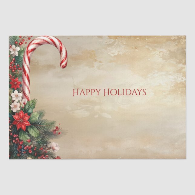 Candy Cane Christmas Holiday Tissue Paper Seidenpapier (Vorderseite)