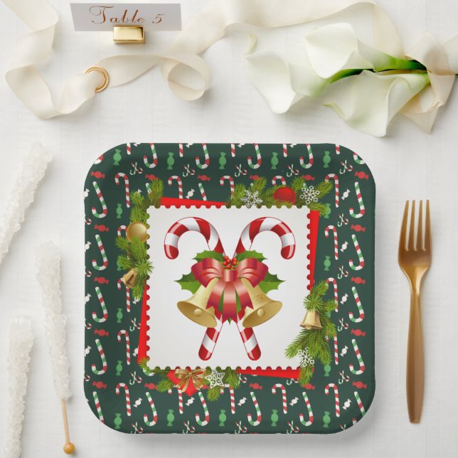 Candy Cane Christmas Pappteller (Hochzeit)