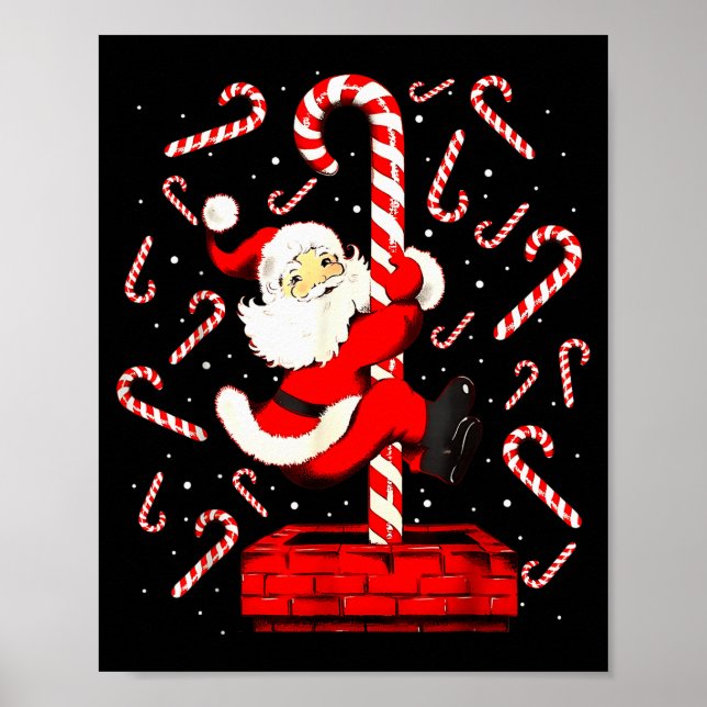 Candy Cane Christmas Santa Funny Lights Xmas Men W Poster (Vorne)