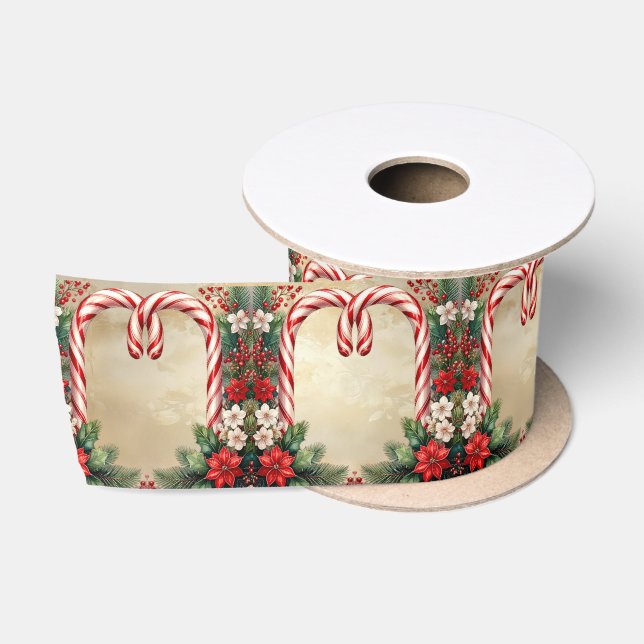 Candy Cane Christmas Satin Ribbon Satinband (Spule)