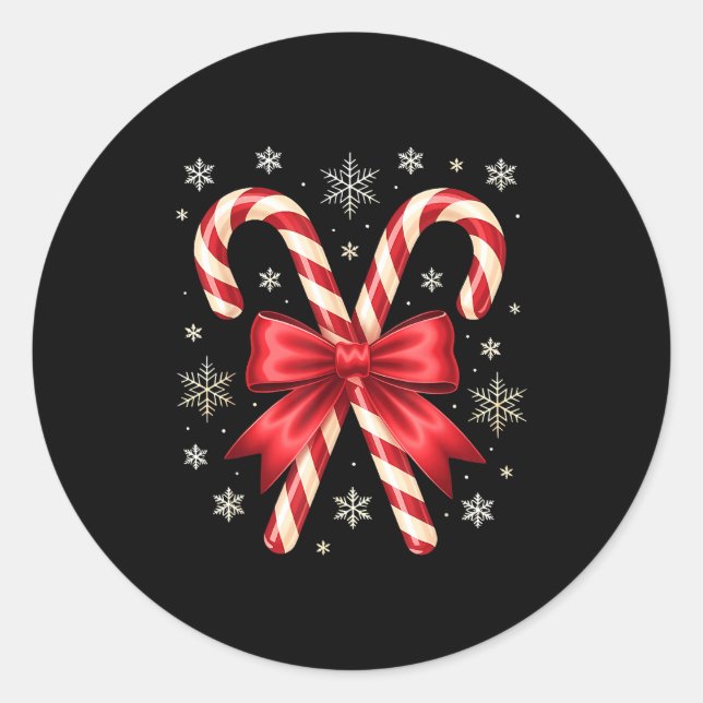 Candy Cane Christmas Season Girls Womens Retro Coq Runder Aufkleber (Vorderseite)