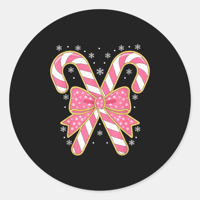 Candy Cane Christmas Season Girls Womens Retro Coq Runder Aufkleber (Vorderseite)