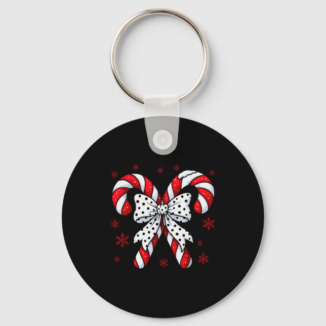 Candy Cane Christmas Season Girls Womens Retro Coq Schlüsselanhänger (Vorderseite)