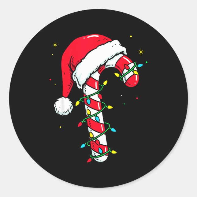 Candy Cane Christmas Shirt Santa Hat Family Matchi Runder Aufkleber (Vorderseite)