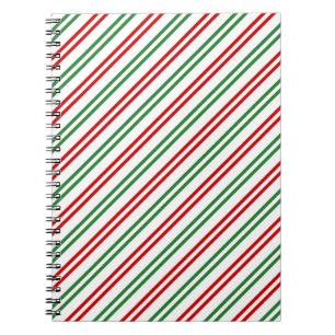 Candy Cane Christmas Stripes Red Green Notizblock