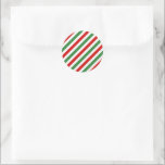 Candy Cane Christmas Stripes Red Green Runder Aufkleber<br><div class="desc">Candy Cane Christmas Stripes Red Green</div>
