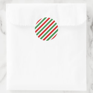 Candy Cane Christmas Stripes Red Green Runder Aufkleber