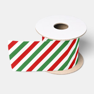 Candy Cane Christmas Stripes Red Green Satinband