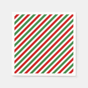 Candy Cane Christmas Stripes Red Green Serviette