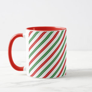 Candy Cane Christmas Stripes Red Green Tasse