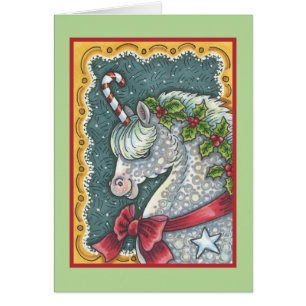 CANDY CANE CHRISTMAS UNICORN GREETING CARD B