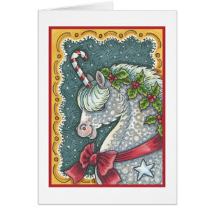 CANDY CANE CHRISTMAS UNICORN GREETING CARD B