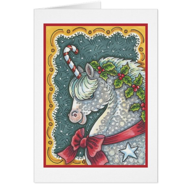 CANDY CANE CHRISTMAS UNICORN GREETING CARD B (Vorne)