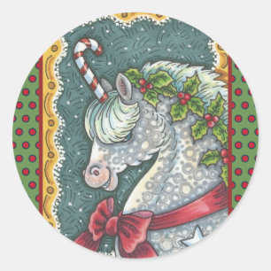 CANDY CANE CHRISTMAS UNICORN, PONY STICKERS