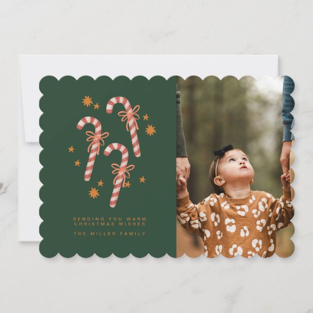Candy Cane Christmas wünscht Weihnachtskarte Einladung (Vorderseite)