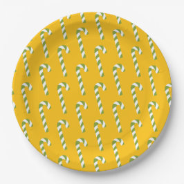 Candy Cane Christmas Yellow Orange Pappteller